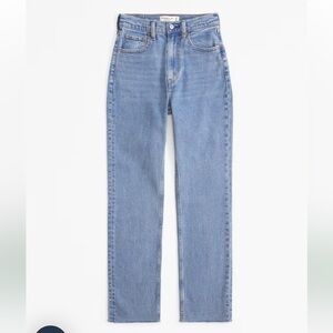 Abercrombie Ultra High Rise Ankle Straight Jeans with Raw Hem